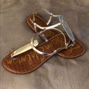 Silver T-Strap Sandals - Sam Edelman